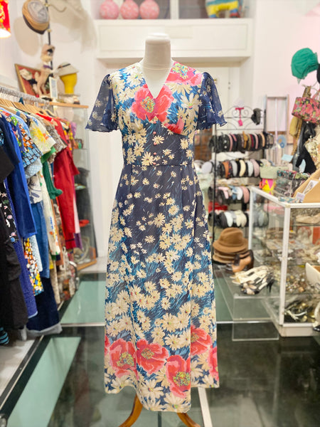 Abito 70s lungo a fiori