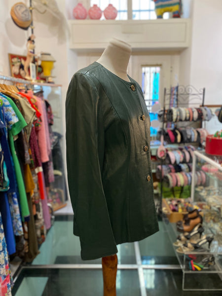 Giacca pelle verde 80s