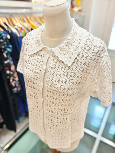 Cardigan bianco uncinetto