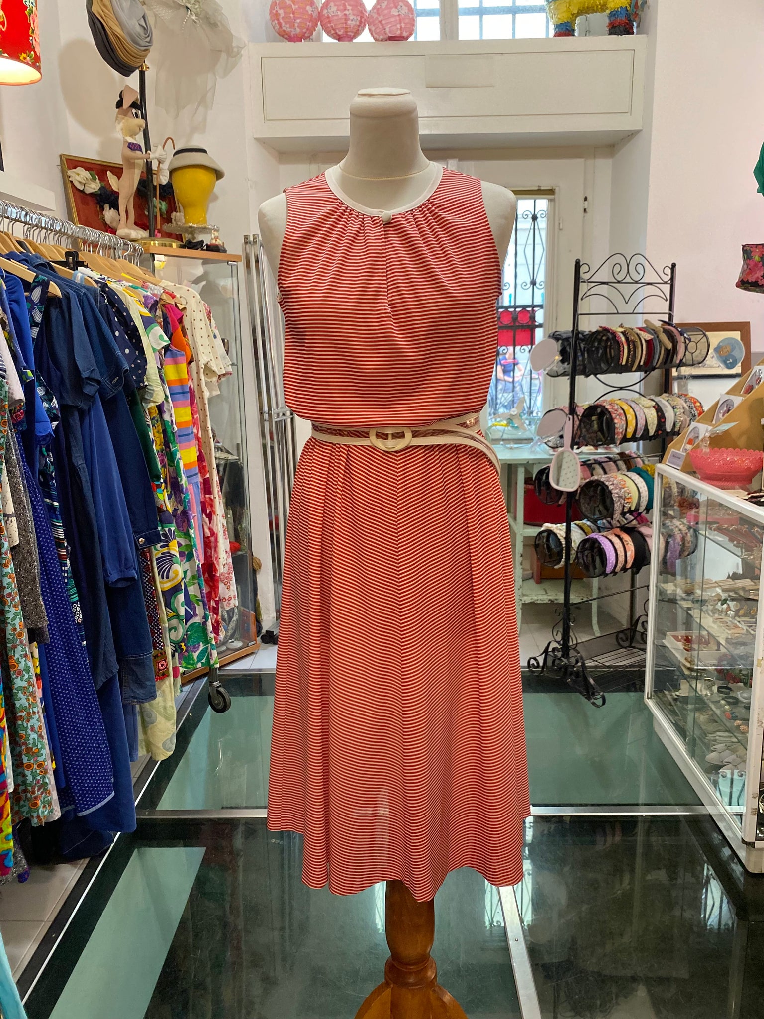 Abito 80s righe rosso bianco