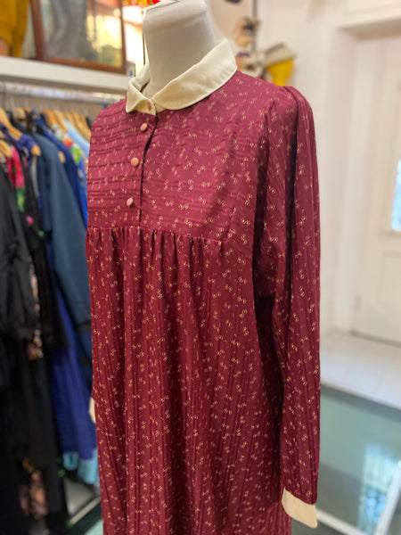 Abito 80s bordeaux colletto