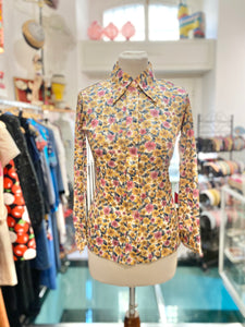 Camicia 70s fiori gialli