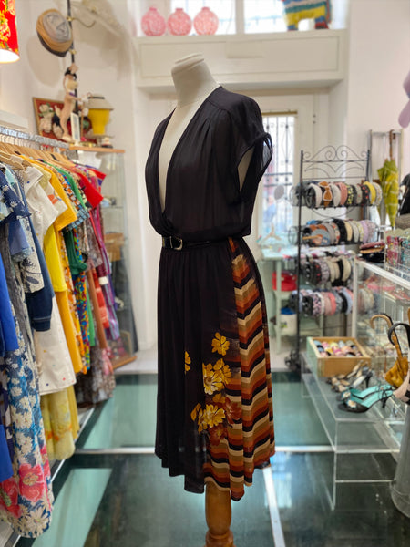 Abito 80s fiori righe