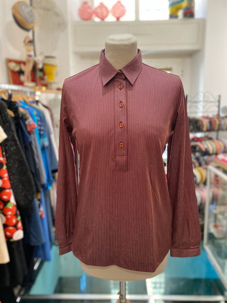 Camicia 70s bordeaux pallini bianco