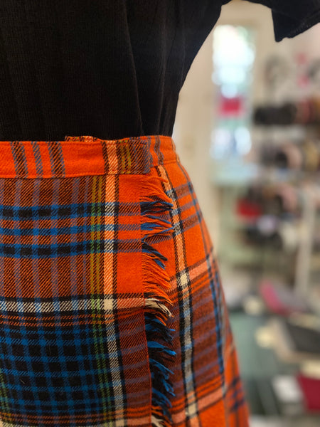 Gonna scozzese rosso geranio