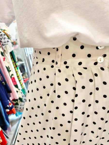 Pantaloni 80s bianco pois nero