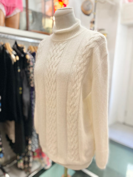 Maglione bianco misto angora