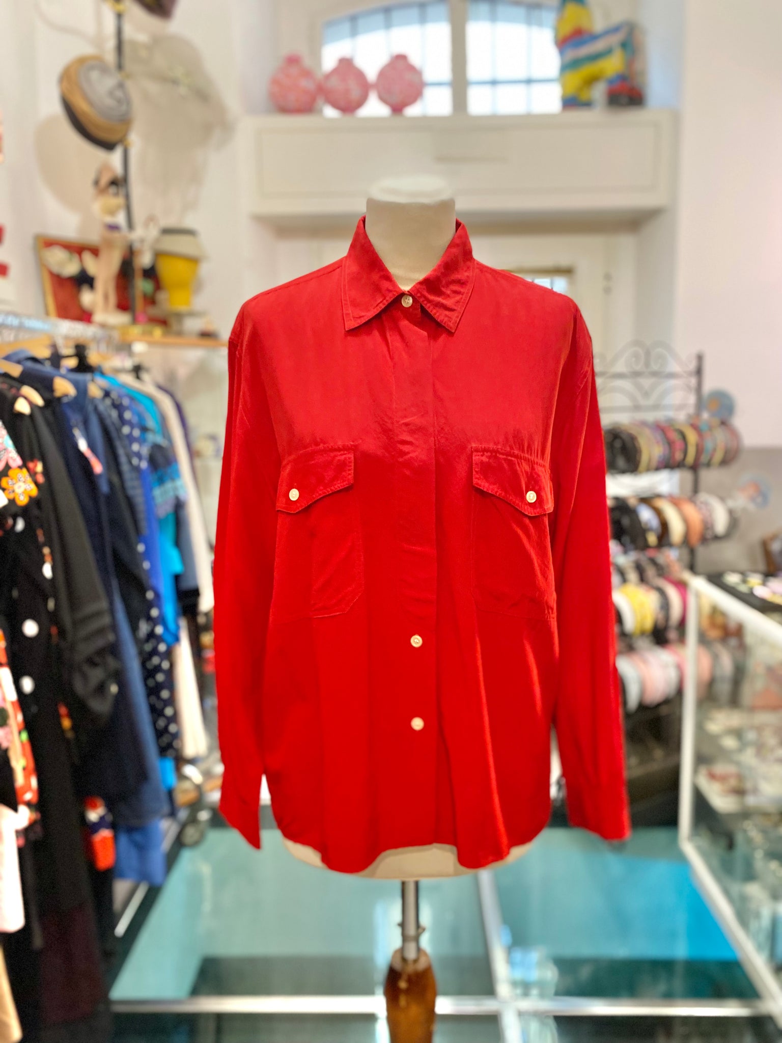 Camicia seta rossa Baloon