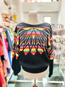 Maglione 80s nero e arcobaleno