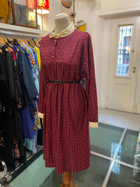 Abito 80s bordeaux colletto