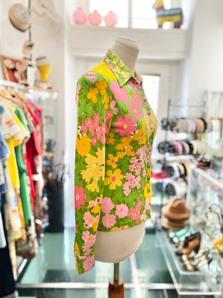 Camicia 70s maglina fiori