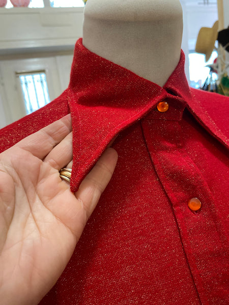 Camicia 70s lurex rosso