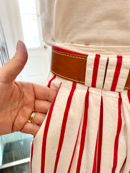 Pantaloni righe bianco rosso