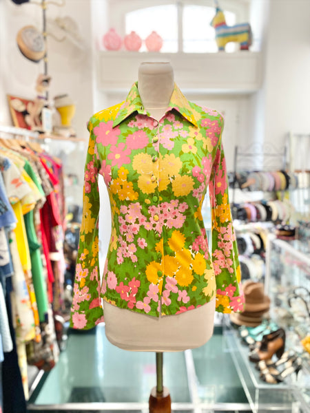Camicia 70s maglina fiori