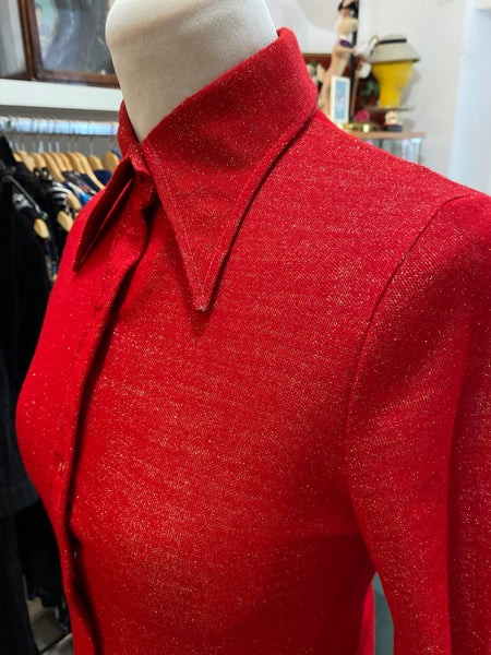 Camicia 70s lurex rosso