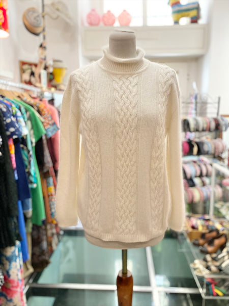 Maglione bianco misto angora