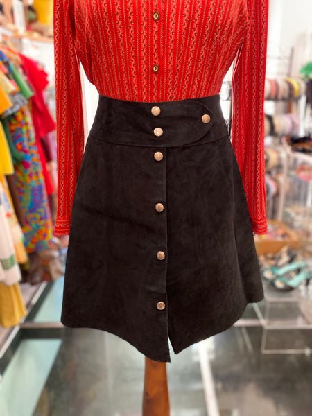 Minigonna 70s camoscio nero