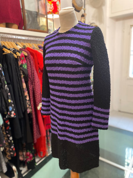 Abito 60s righe viola e nero