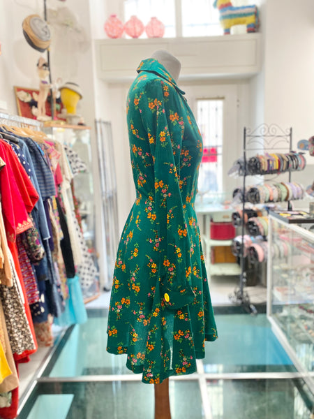 Chemisier 70s verde a fiorellini