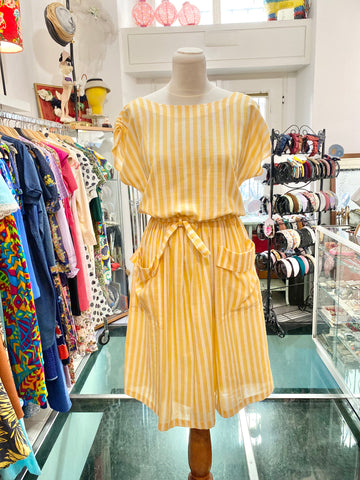 Abito 80s righe bianco giallo