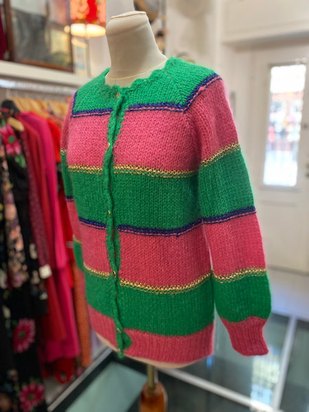 Cardigan fuxia verde