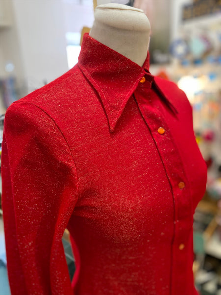 Camicia 70s lurex rosso