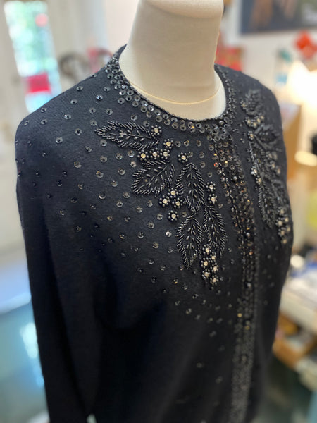 Cardigan nero ricamato