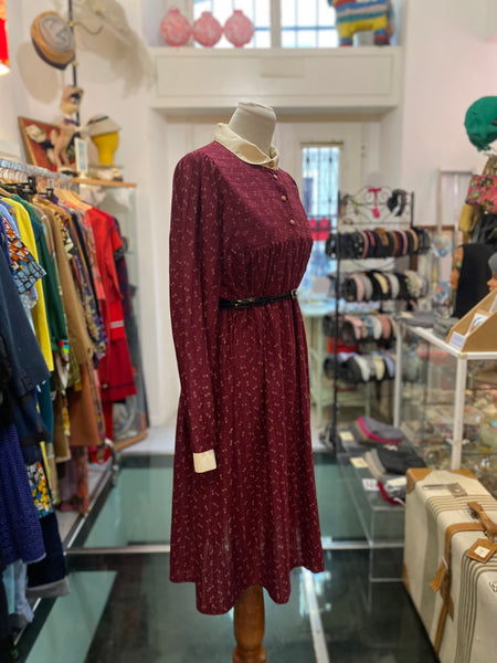 Abito 80s bordeaux colletto