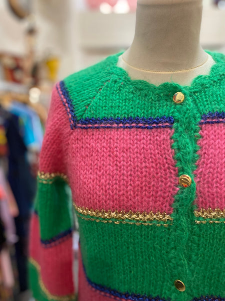 Cardigan fuxia verde