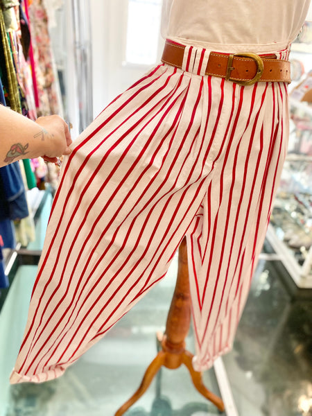 Pantaloni righe bianco rosso