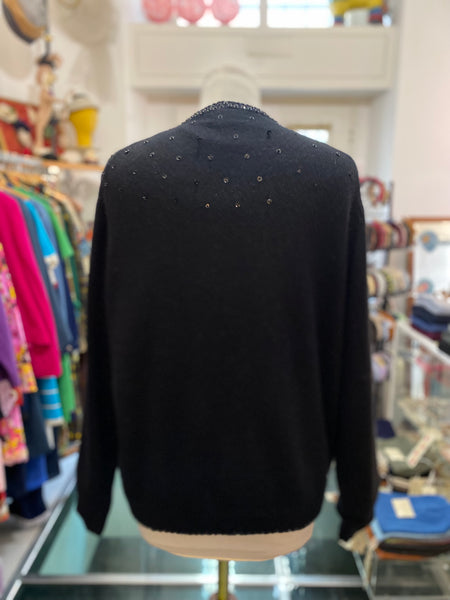 Cardigan nero ricamato