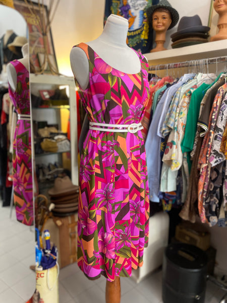 Abito 80s fiori tropical