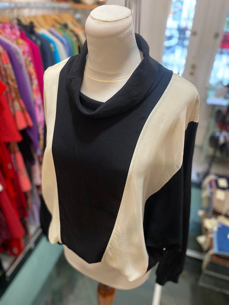 Blusa seta bianco nero