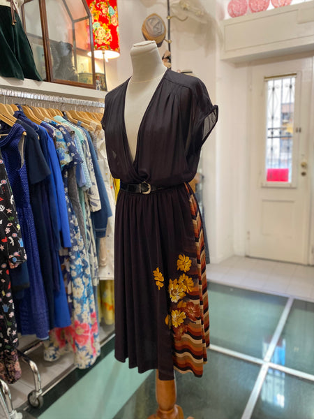 Abito 80s fiori righe