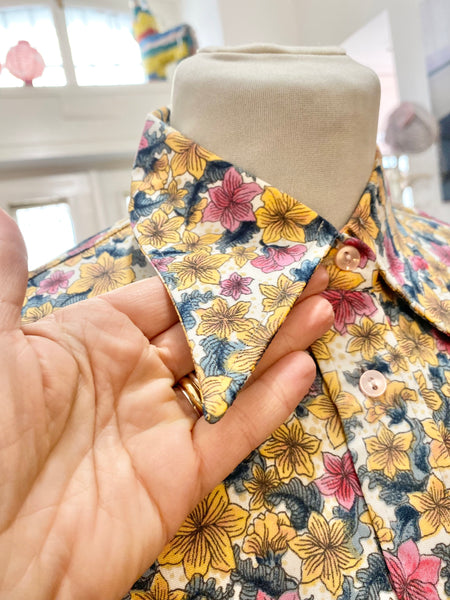 Camicia 70s fiori gialli