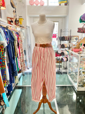 Pantaloni righe bianco rosso