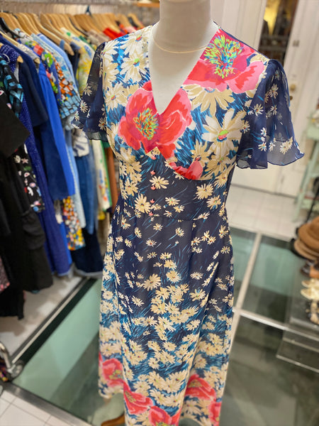 Abito 70s lungo a fiori