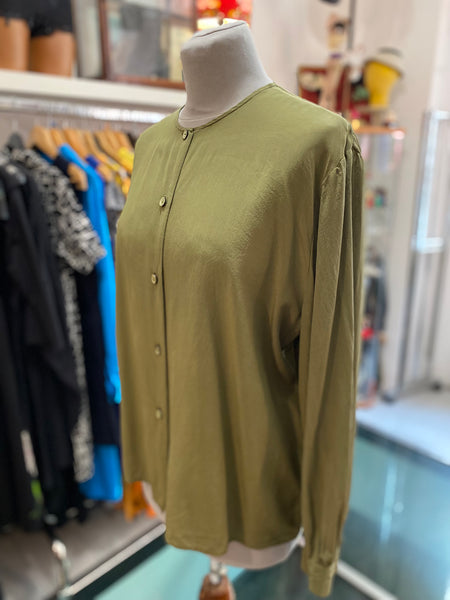 Camicia seta verde oliva