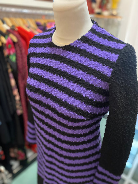 Abito 60s righe viola e nero