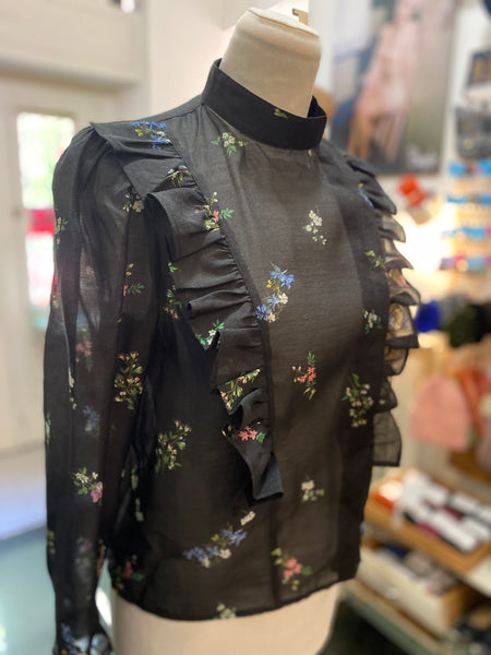 Camicia rouches fiorellini