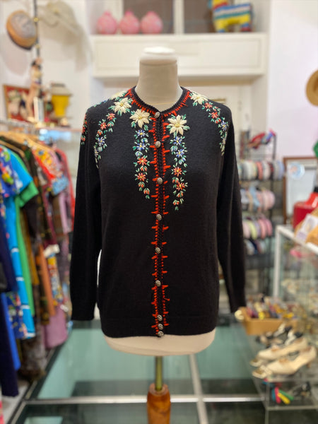Cardigan fiori ricamati