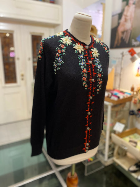 Cardigan fiori ricamati