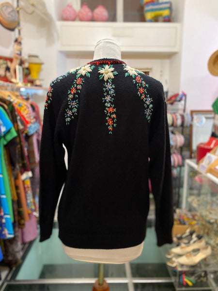 Cardigan fiori ricamati